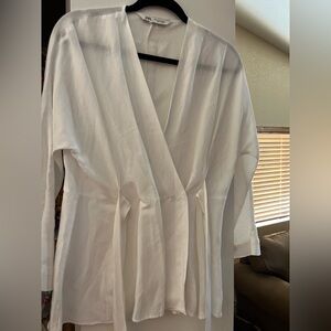 Zara Front Wrap Linen Shirt XS